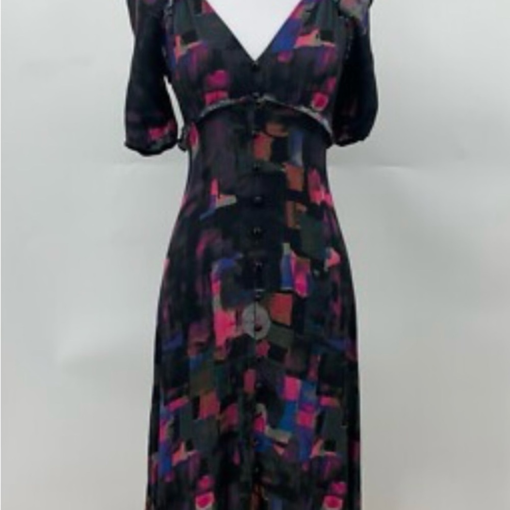 Plenty by Tracy Reese Black and Pink Midi Dress 0143